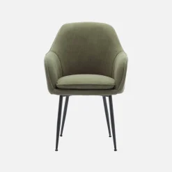Corduroy fauteuil met matzwarte metalen poten