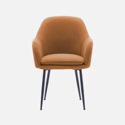 Corduroy fauteuil met matzwarte metalen poten