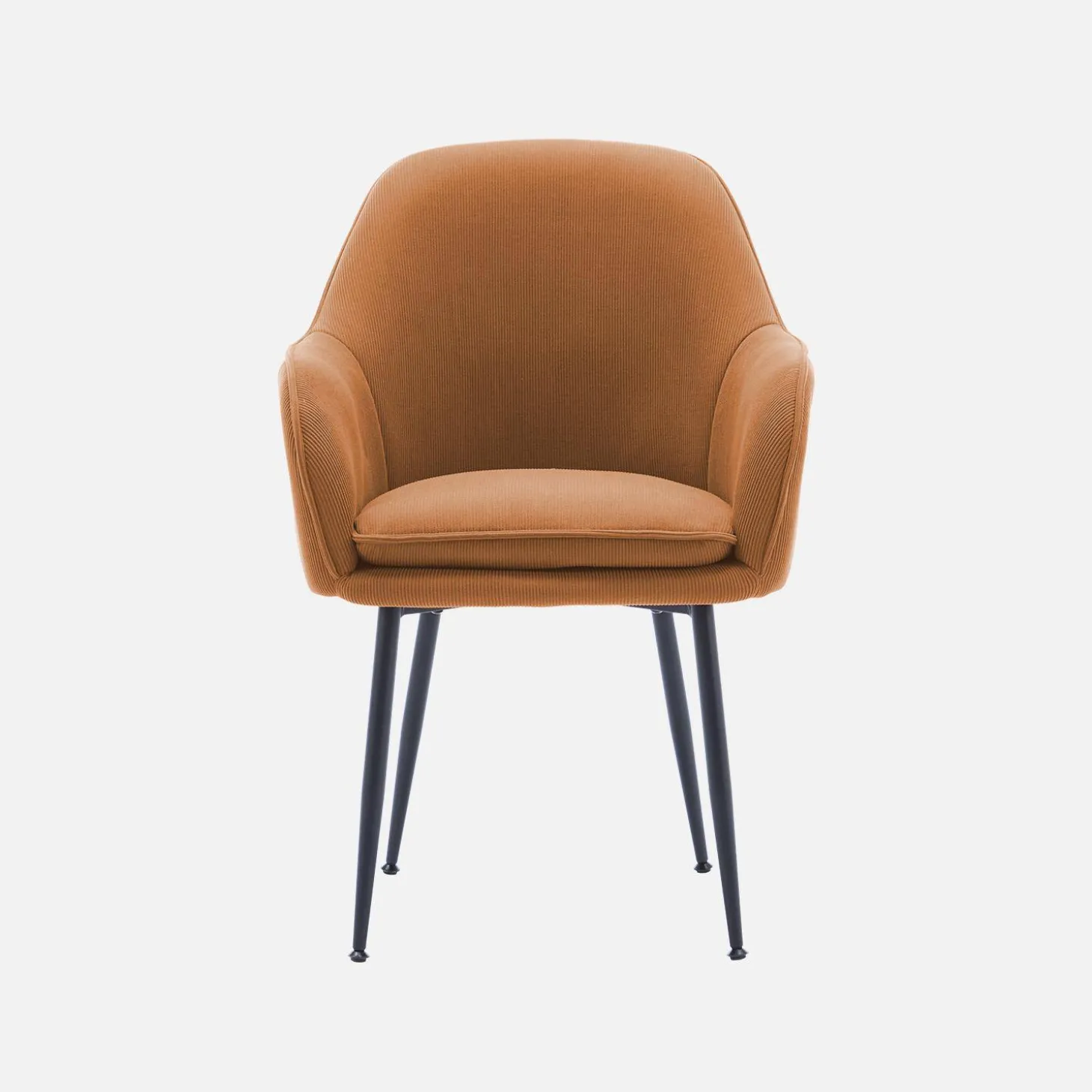 Corduroy fauteuil met matzwarte metalen poten