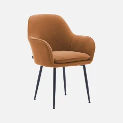 Corduroy fauteuil met matzwarte metalen poten (Set van 2)