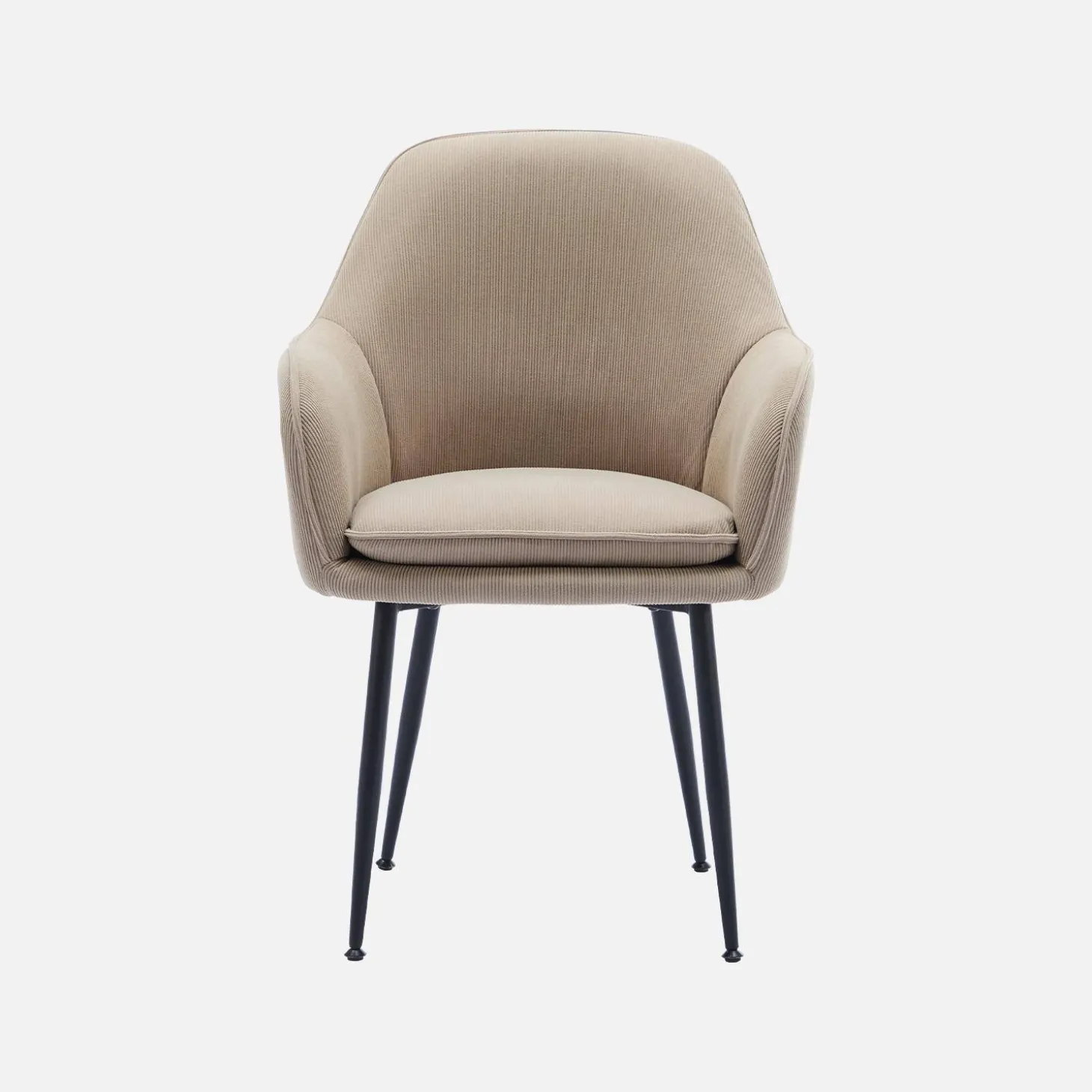 Corduroy fauteuil met matzwarte metalen poten (Set van 2)