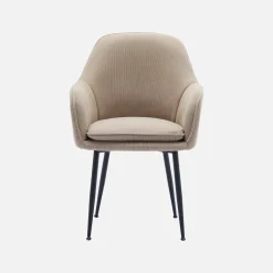 Corduroy fauteuil met matzwarte metalen poten