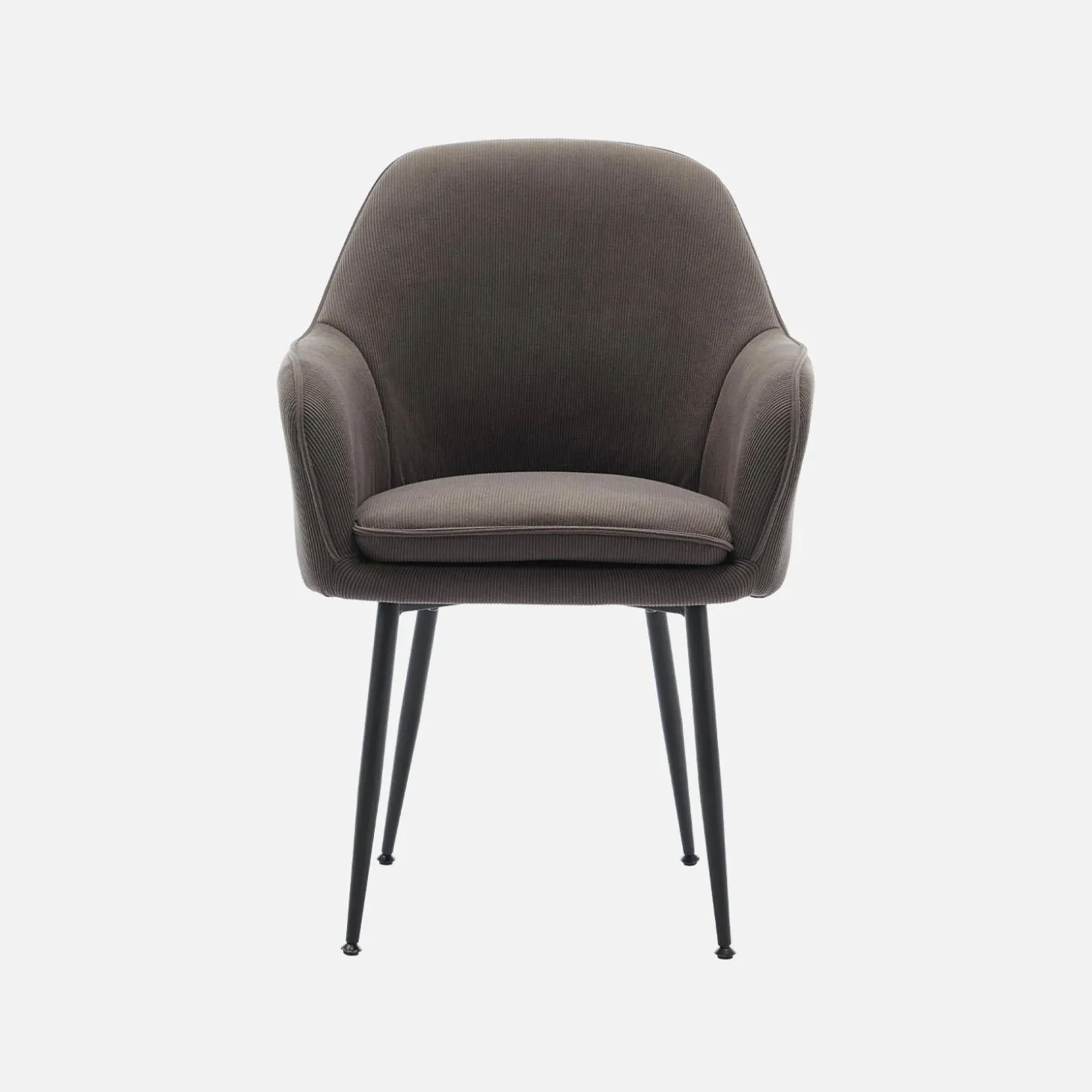 Corduroy fauteuil met matzwarte metalen poten (Set van 4)