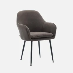 Corduroy fauteuil met matzwarte metalen poten (Set van 4)