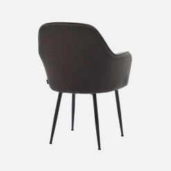 Corduroy fauteuil met matzwarte metalen poten (Set van 4)