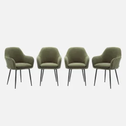 Corduroy fauteuil met matzwarte metalen poten (Set van 4)