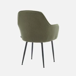 Corduroy fauteuil met matzwarte metalen poten (Set van 4)