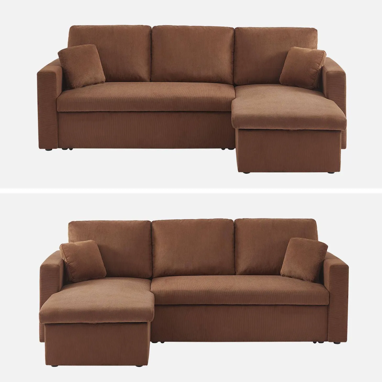 Corduroy hoekslaapbank, 3-zits