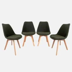 Corduroy Scandinavische stoelen met beukenhouten poten (set van 4)