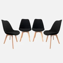 Corduroy Scandinavische stoelen met beukenhouten poten (set van 4)