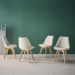 Corduroy Scandinavische stoelen met beukenhouten poten (set van 4)