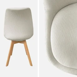 Corduroy Scandinavische stoelen met beukenhouten poten (set van 4)