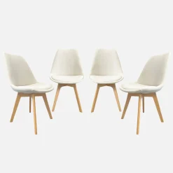 Corduroy Scandinavische stoelen met beukenhouten poten (set van 4)