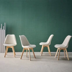 Corduroy Scandinavische stoelen met beukenhouten poten (set van 4)