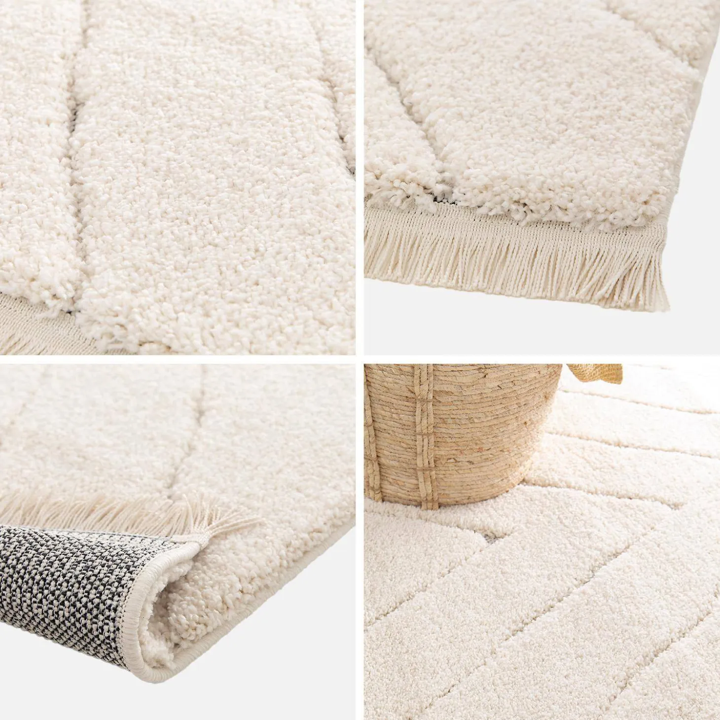 Crème interieur vloerkleed met licht reliëf