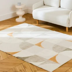 Crème retro patroon interieur tapijt