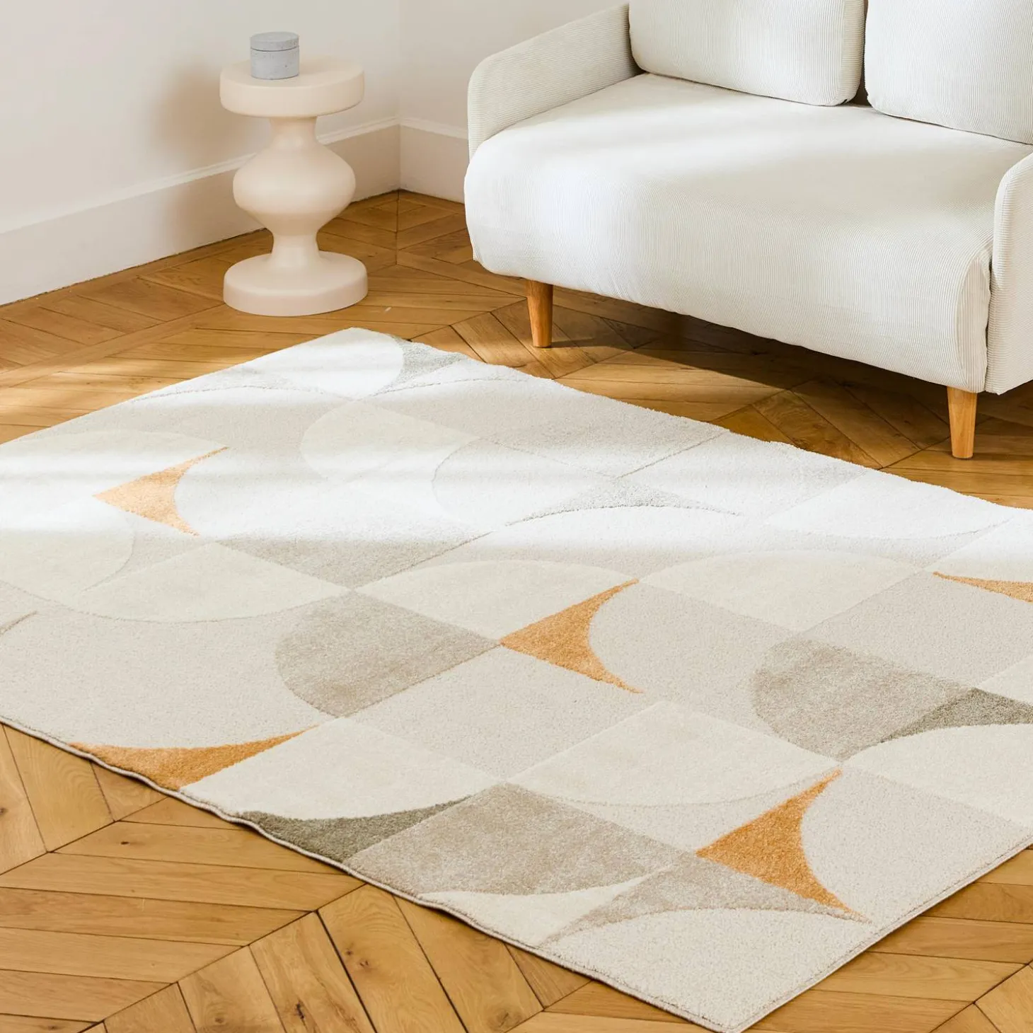 Crème retro patroon interieur tapijt