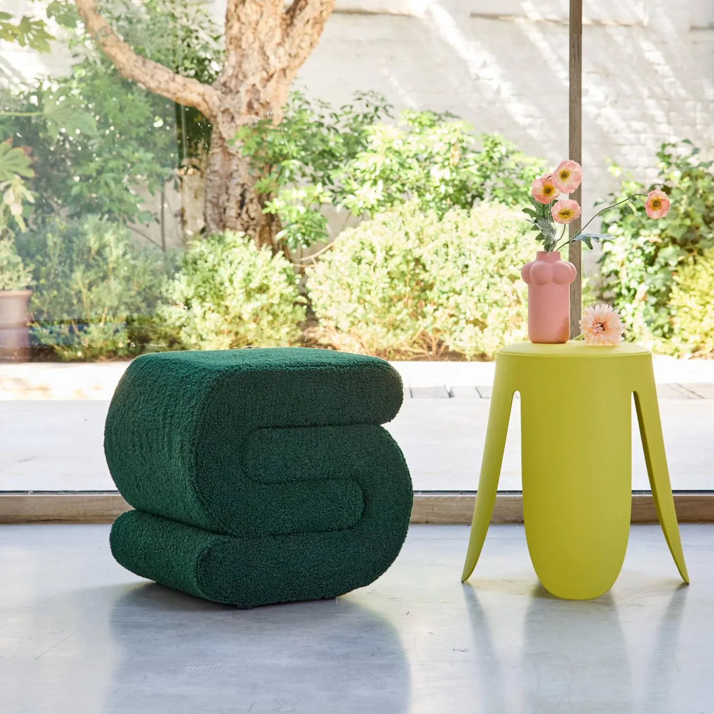 Designpoef boucléstof 1 plaats