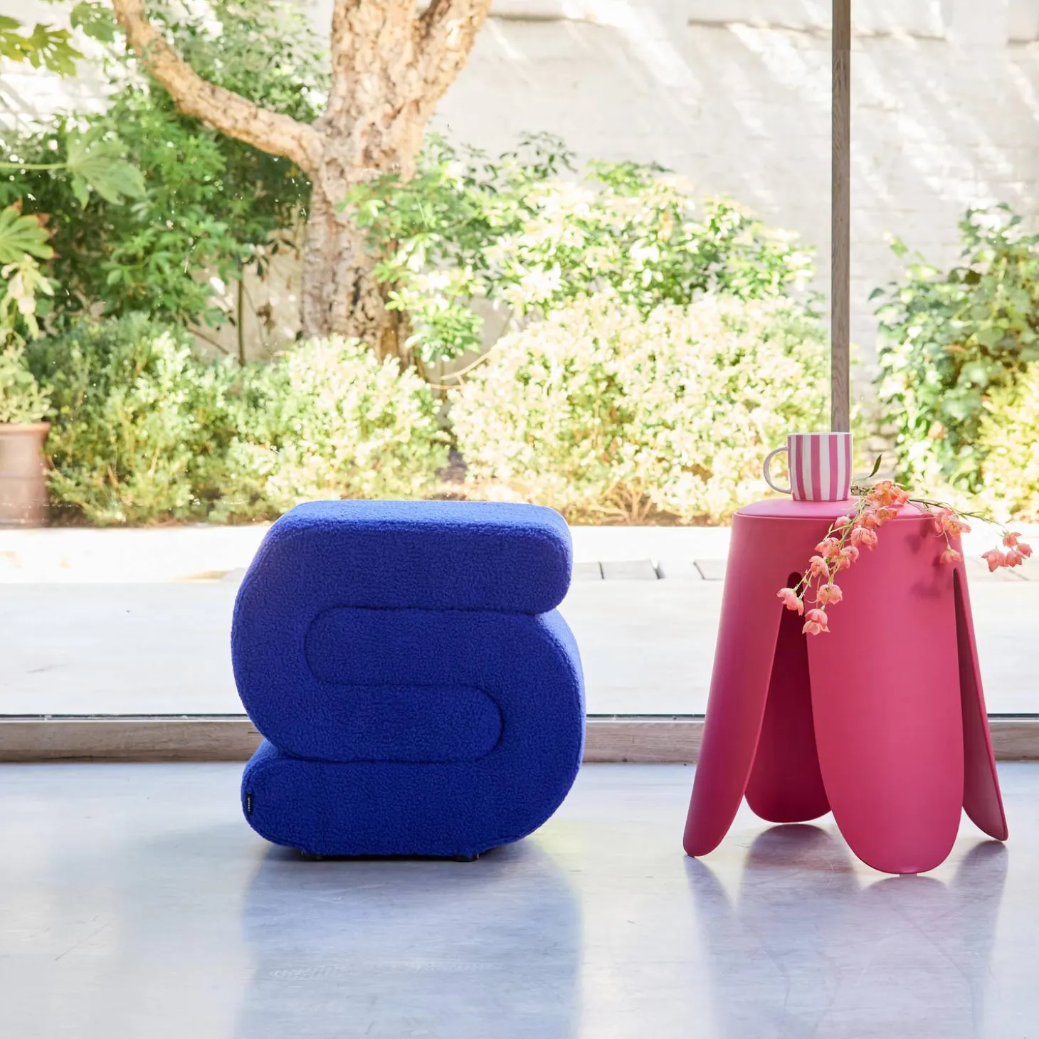 Designpoef boucléstof 1 plaats