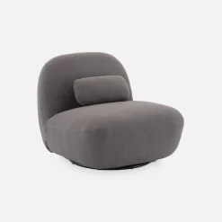 Draaiende fauteuil 360° met gestructureerde bouclette en metaal