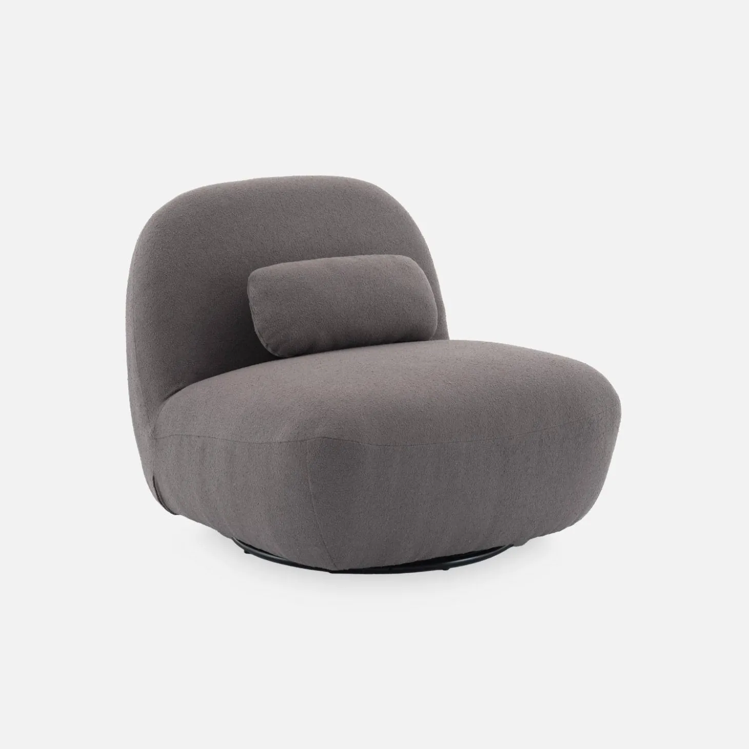 Draaiende fauteuil 360° met gestructureerde bouclette en metaal