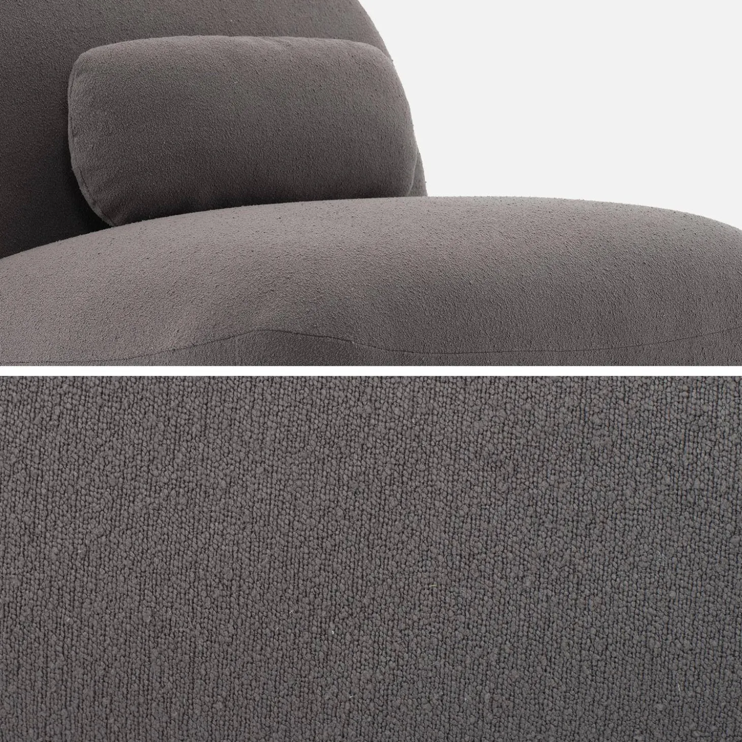 Draaiende fauteuil 360° met gestructureerde bouclette en metaal
