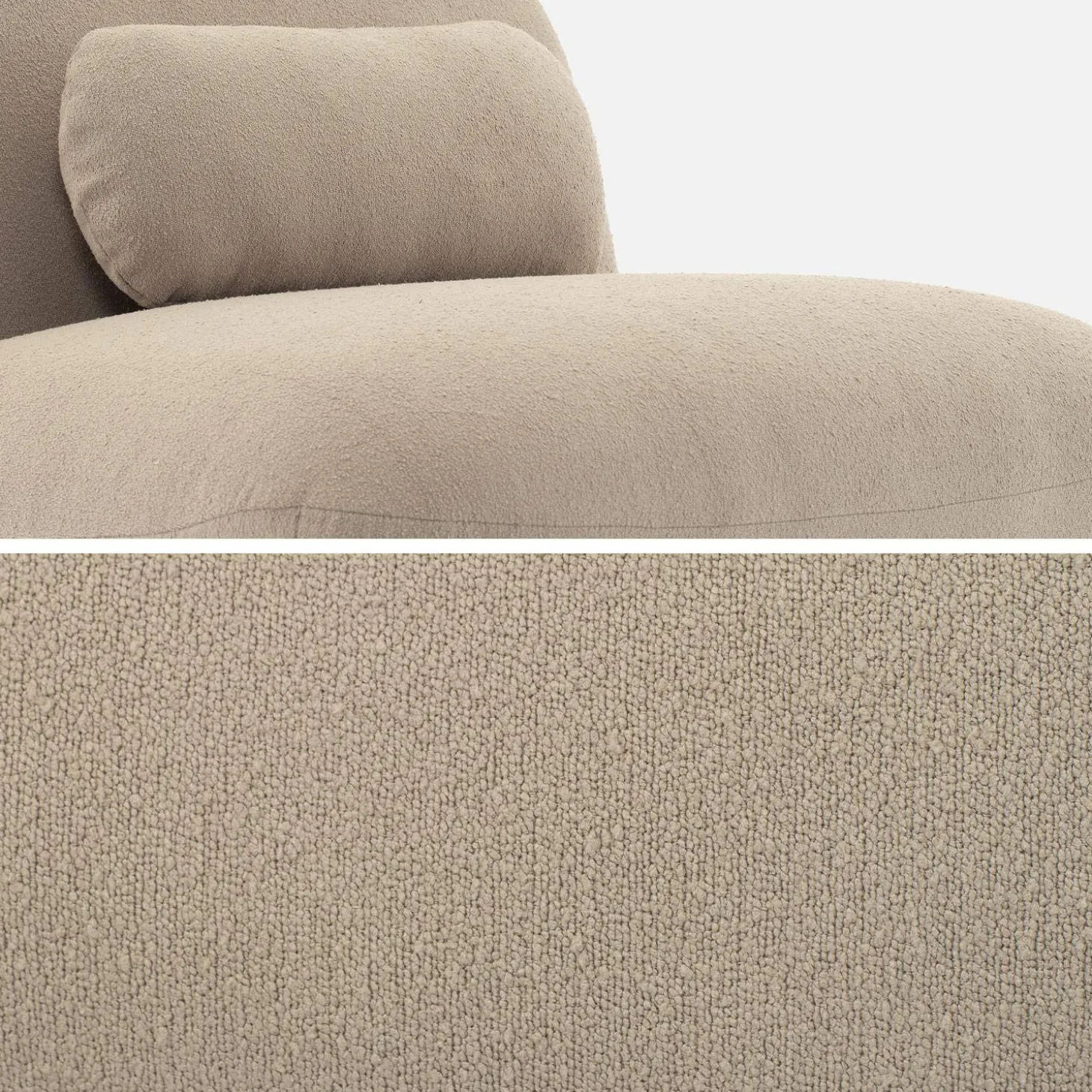 Draaiende fauteuil 360° met gestructureerde bouclette en metaal