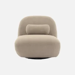 Draaiende fauteuil 360° met gestructureerde bouclette en metaal