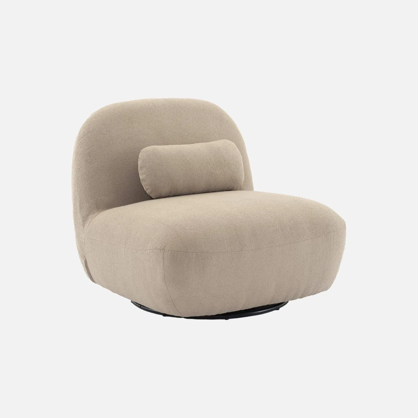 Draaiende fauteuil 360° met gestructureerde bouclette en metaal