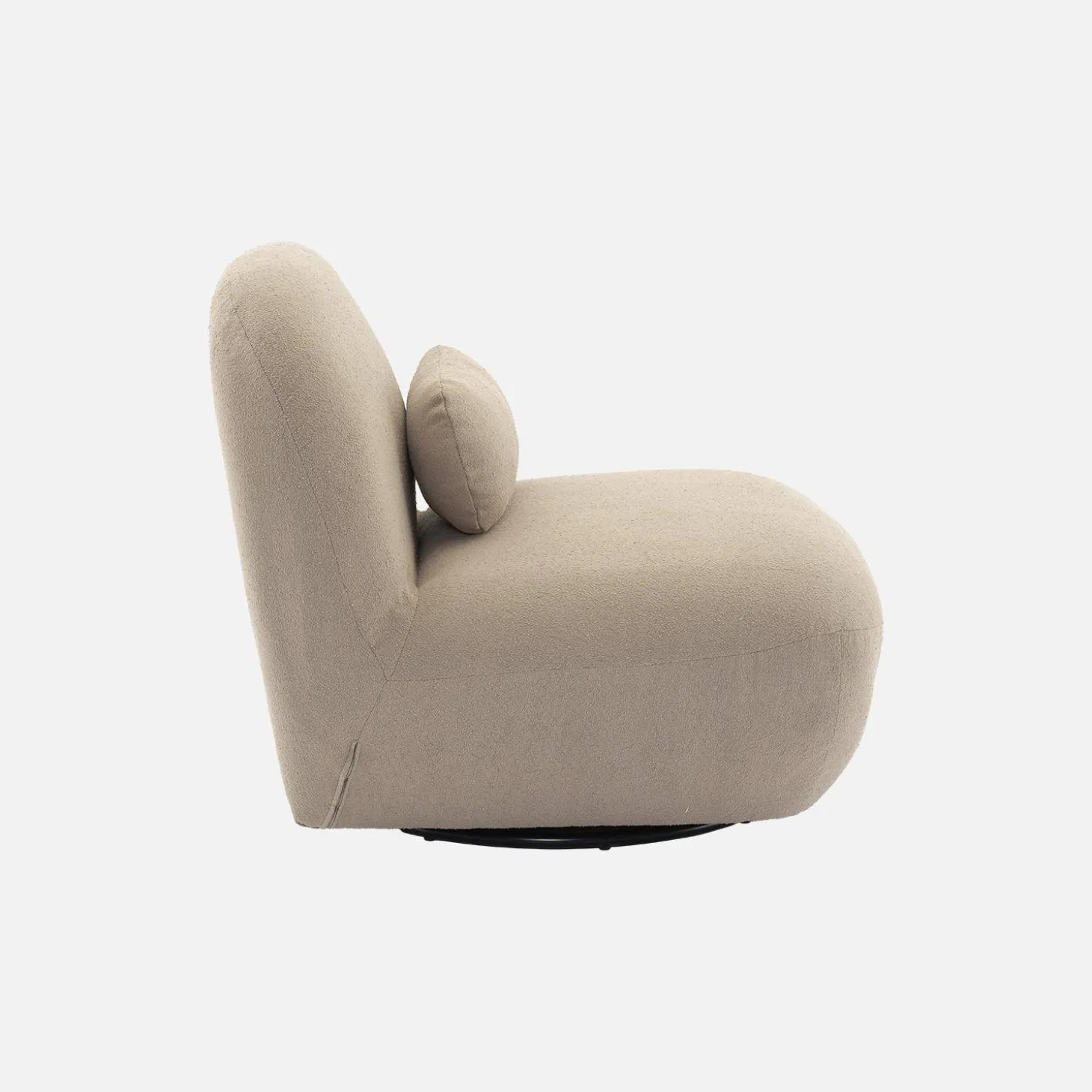 Draaiende fauteuil 360° met gestructureerde bouclette en metaal