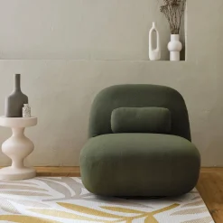 Draaiende fauteuil 360° met gestructureerde bouclette en metaal