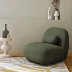 Draaiende fauteuil 360° met gestructureerde bouclette en metaal