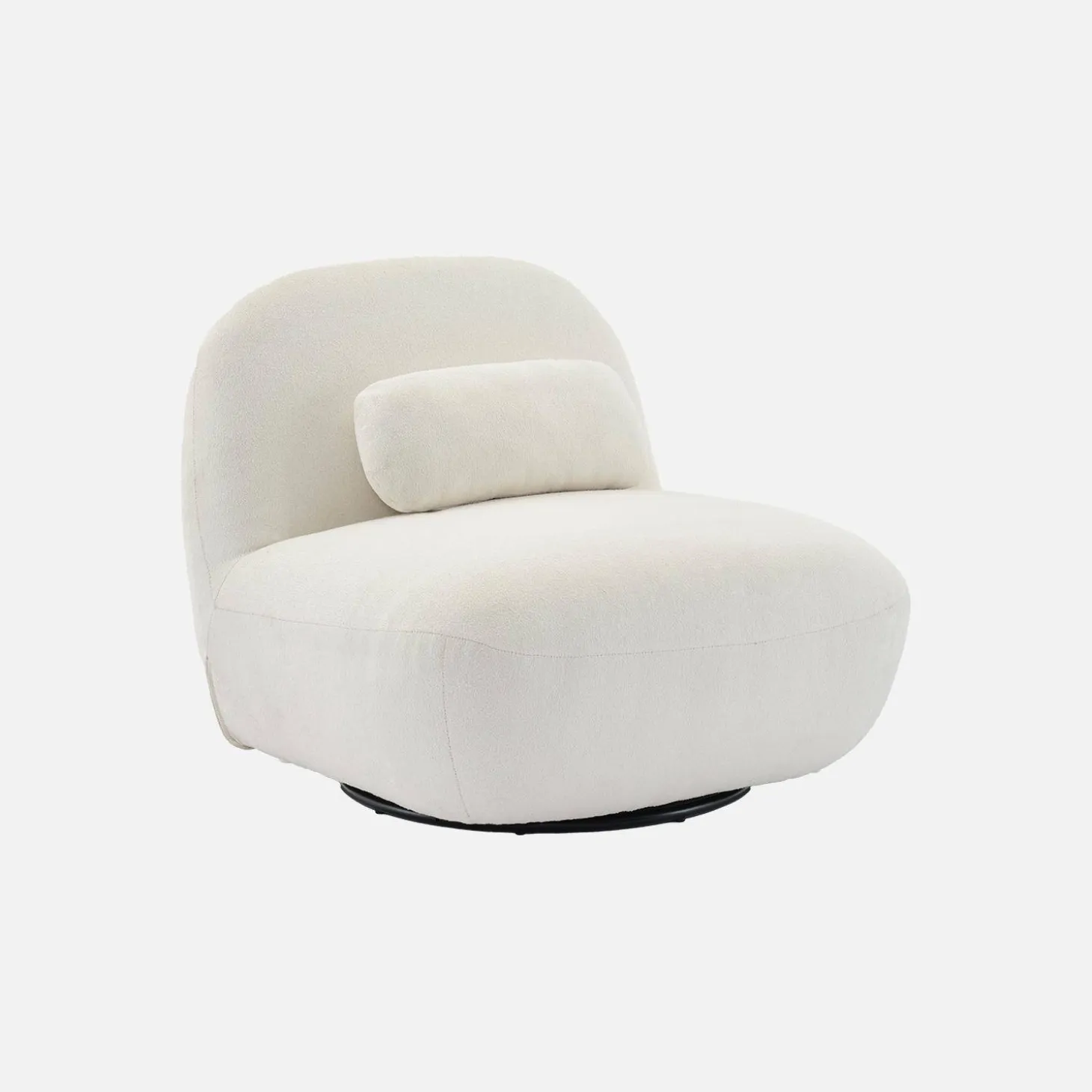 Draaiende fauteuil 360° met gestructureerde bouclette en metaal