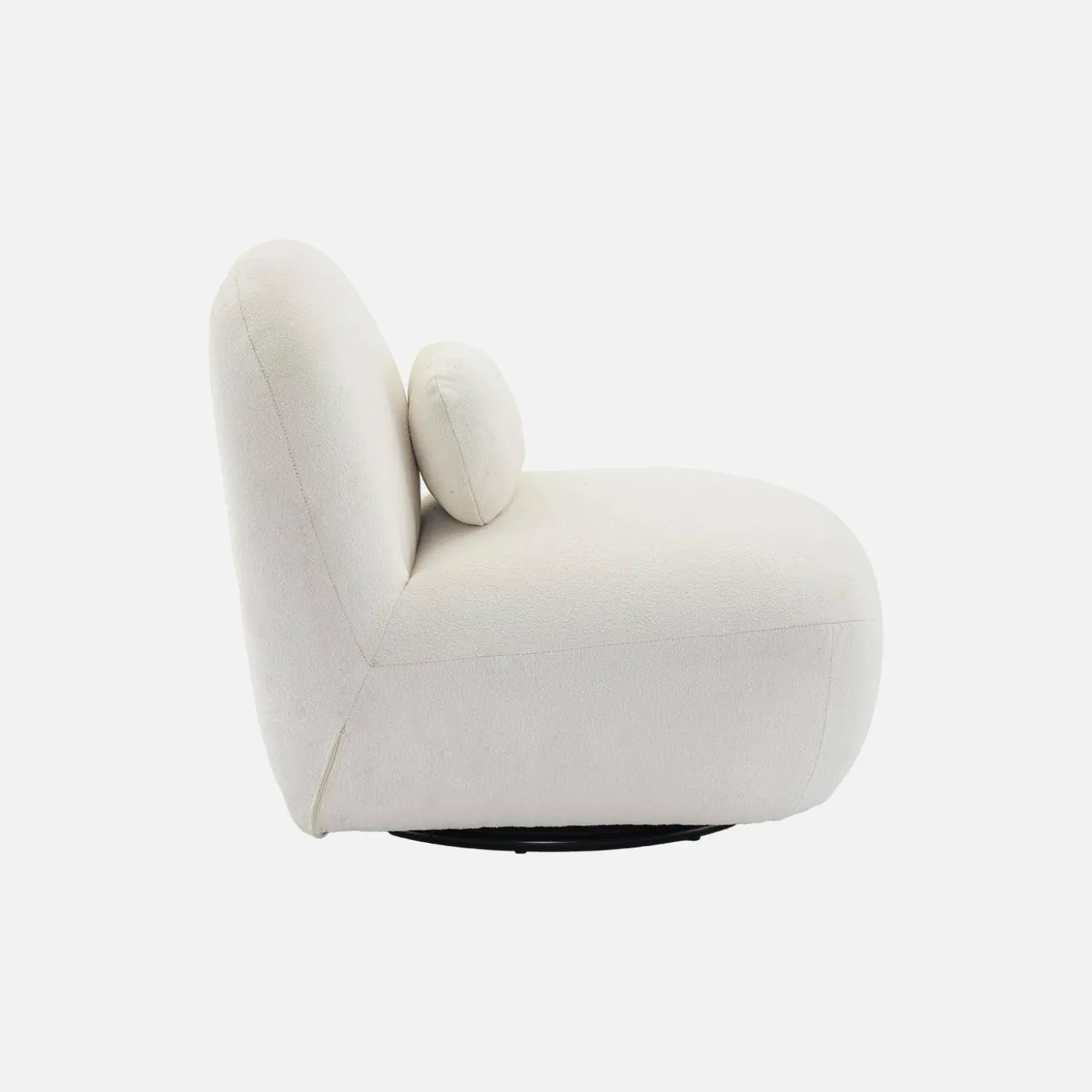 Draaiende fauteuil 360° met gestructureerde bouclette en metaal