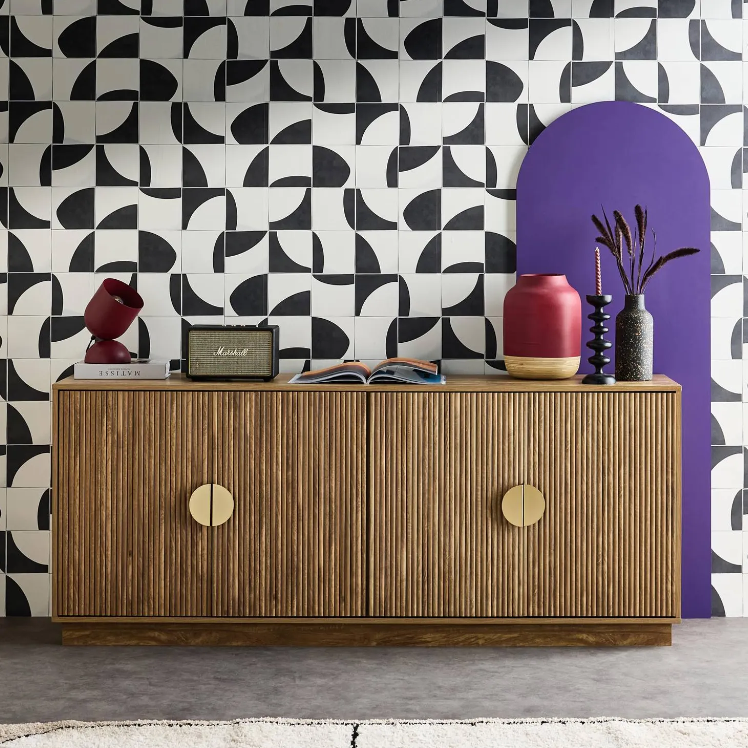 Dressoir 4 deuren gegroefd mangohouteffect 180cm