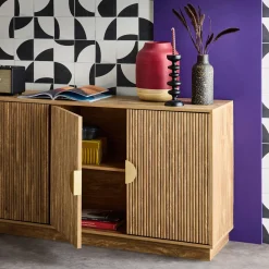Dressoir 4 deuren gegroefd mangohouteffect 180cm