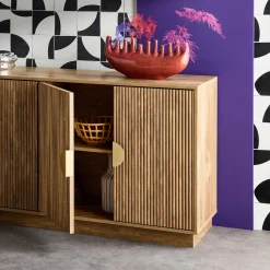 Dressoir 4 deuren gegroefd mangohouteffect 160cm