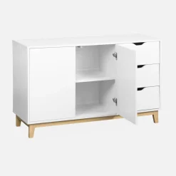 Dressoir 2 deuren 3 lades houtdecor 120cm