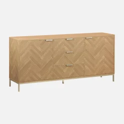 Dressoir 2 deuren 3 lades houtdecor visgraatmotief 160cm