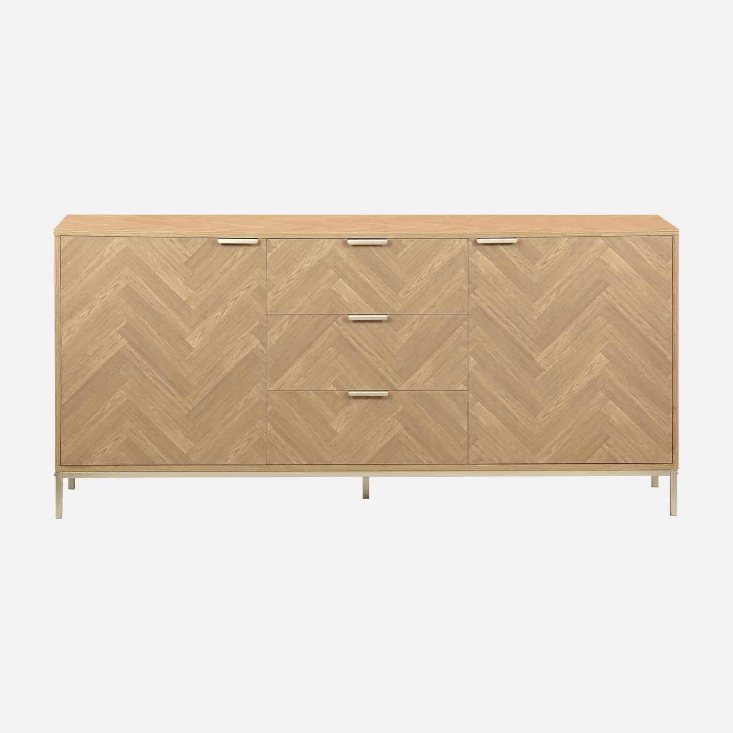 Dressoir 2 deuren 3 lades houtdecor visgraatmotief 160cm