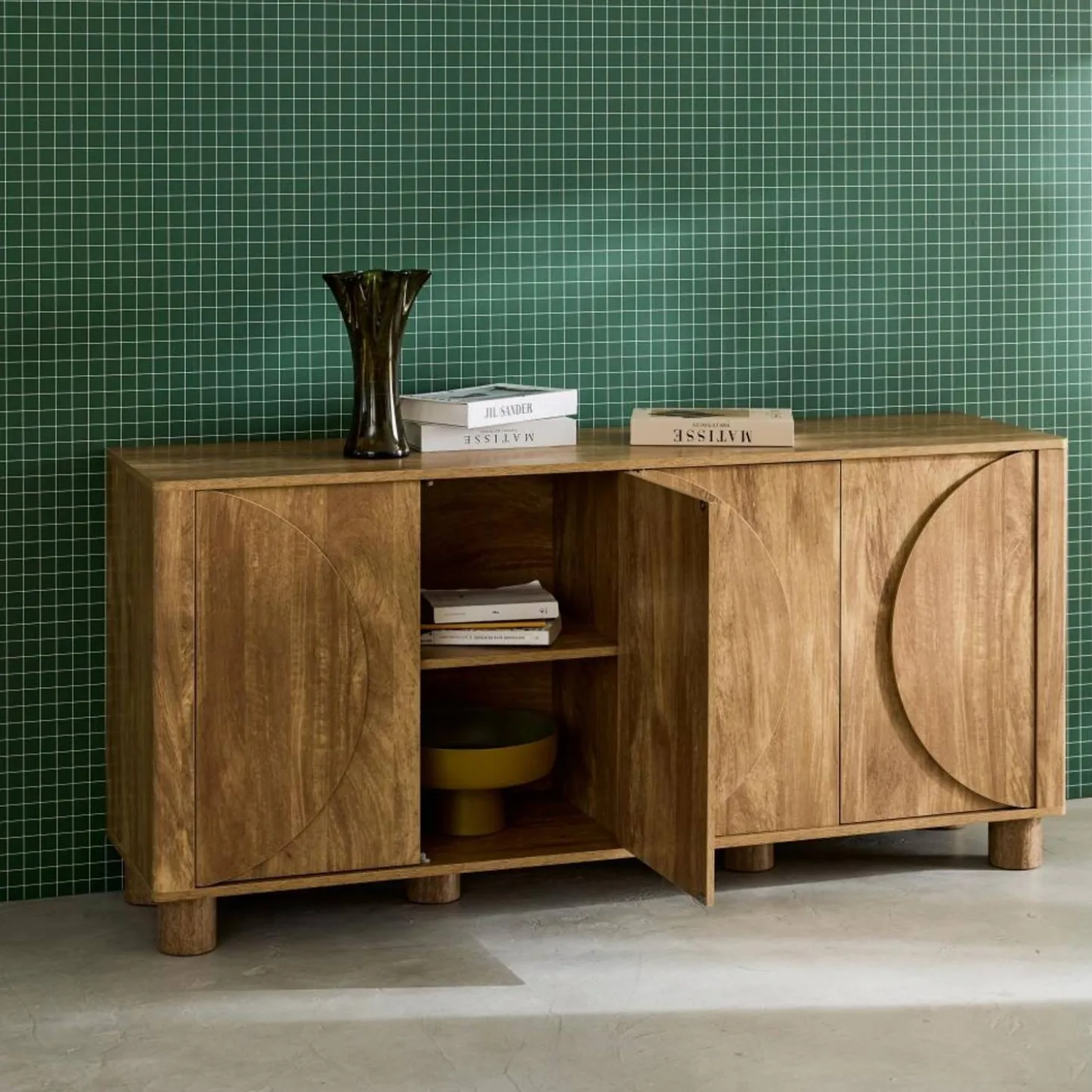 Dressoir houtdecor 4 deuren 155cm
