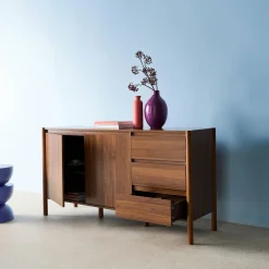 Dressoir houteffect 2 deuren 3 lades 150cm