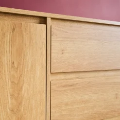 Dressoir houteffect 2 deuren 3 lades 150cm