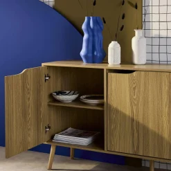 Dressoir met 2 deuren en 3 lades houtdecor 160cm