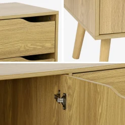 Dressoir met 2 deuren en 3 lades houtdecor 160cm