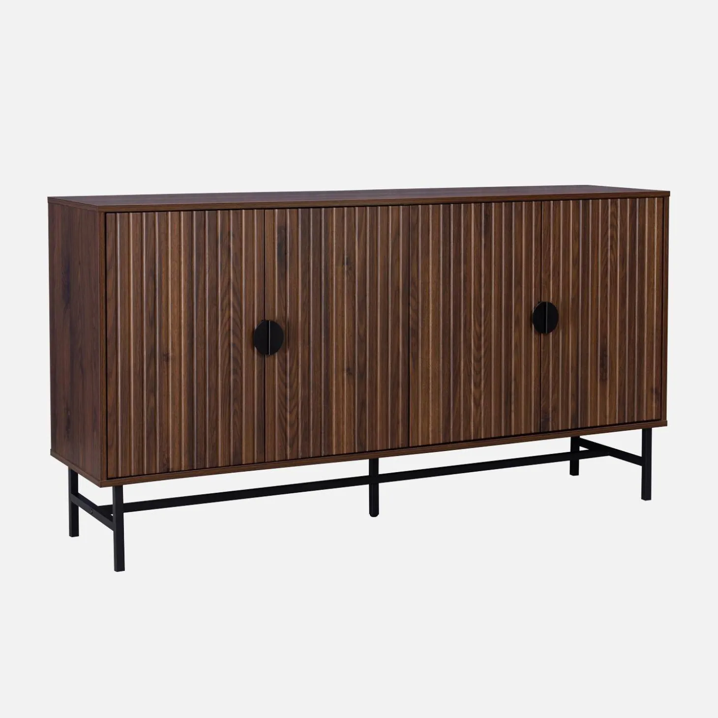 Dressoir met 4 deuren gegroefd houteffect 157,5cm