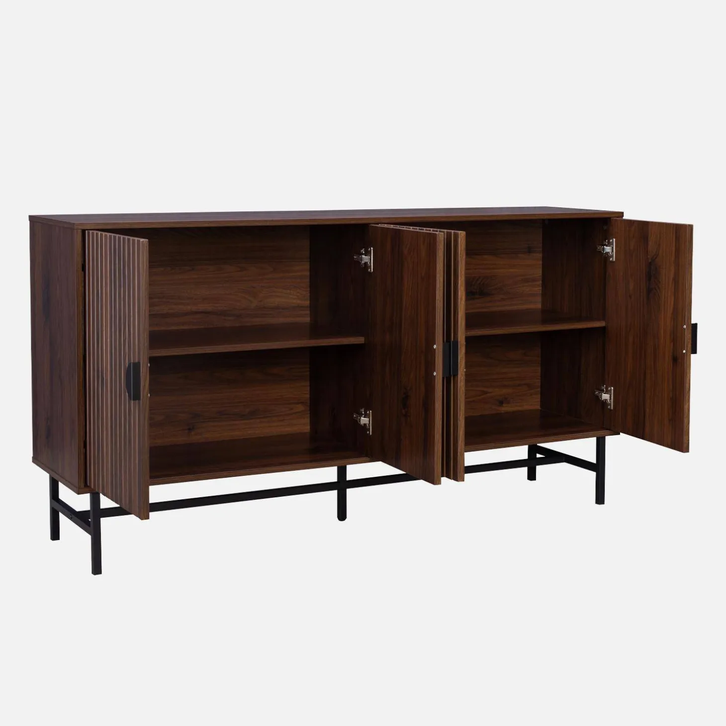 Dressoir met 4 deuren gegroefd houteffect 157,5cm
