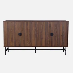 Dressoir met 4 deuren gegroefd houteffect 157,5cm