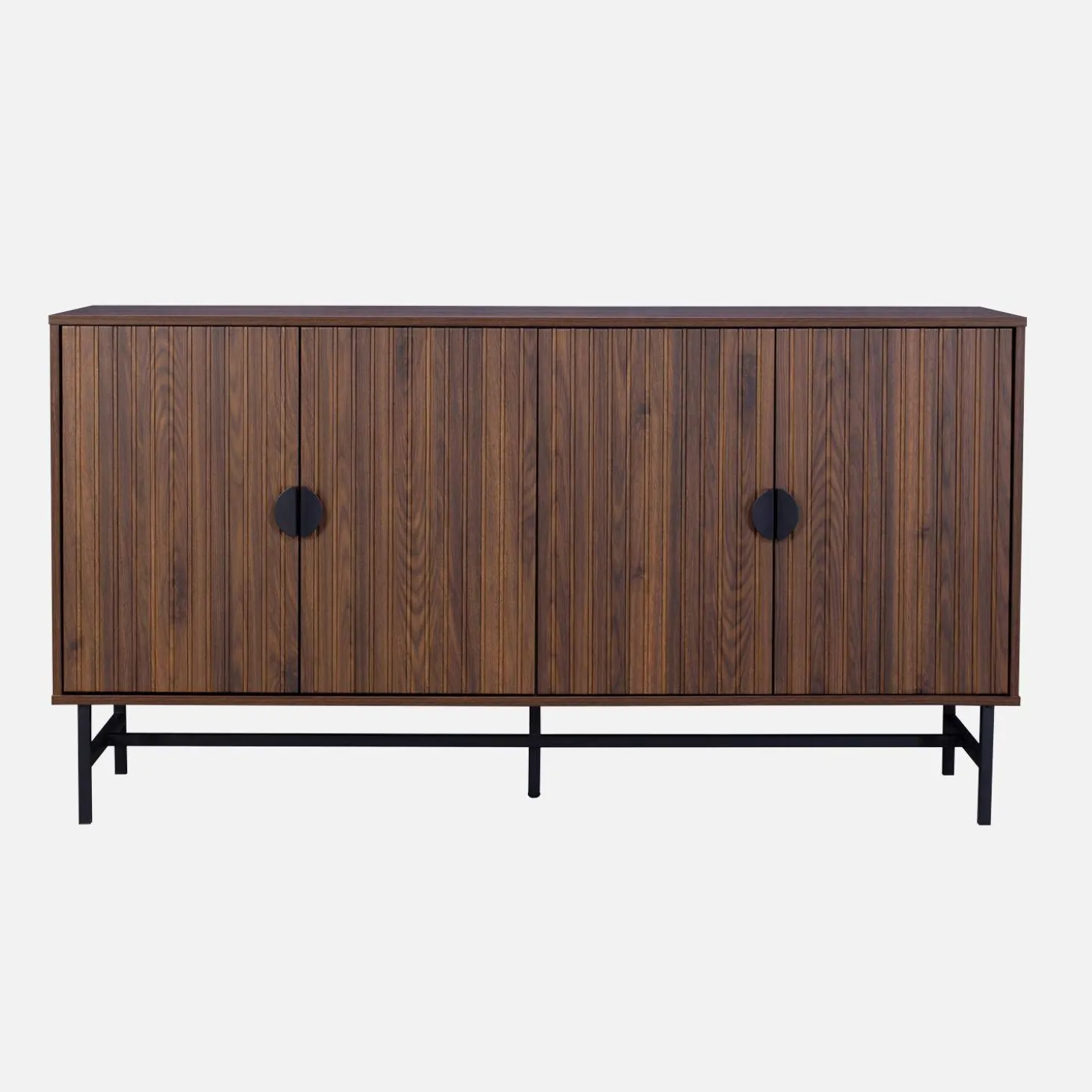 Dressoir met 4 deuren gegroefd houteffect 157,5cm