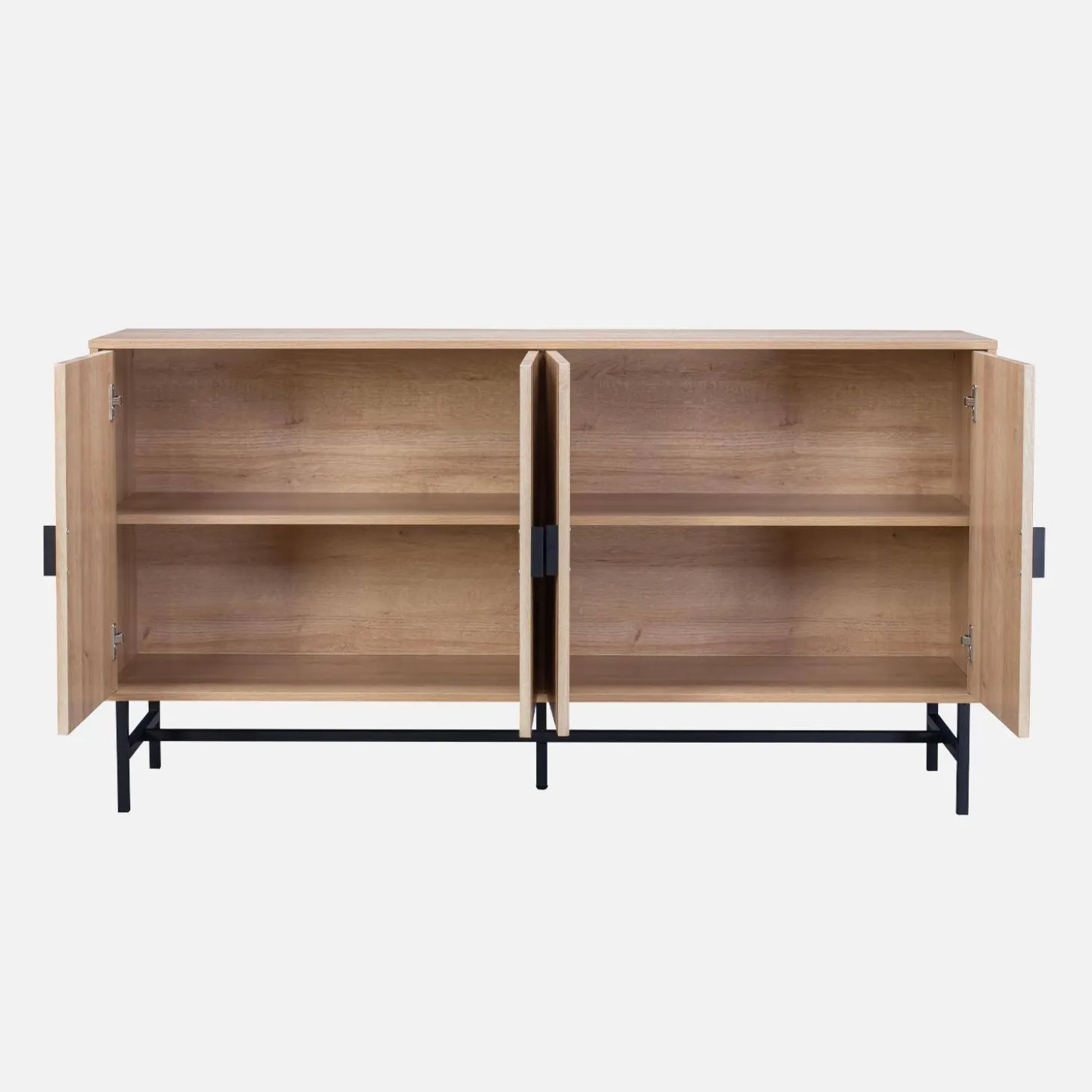 Dressoir met 4 deuren gegroefd houteffect 157,5cm